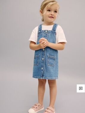 Mango Denim Button-Front Overall Dress - Blue
